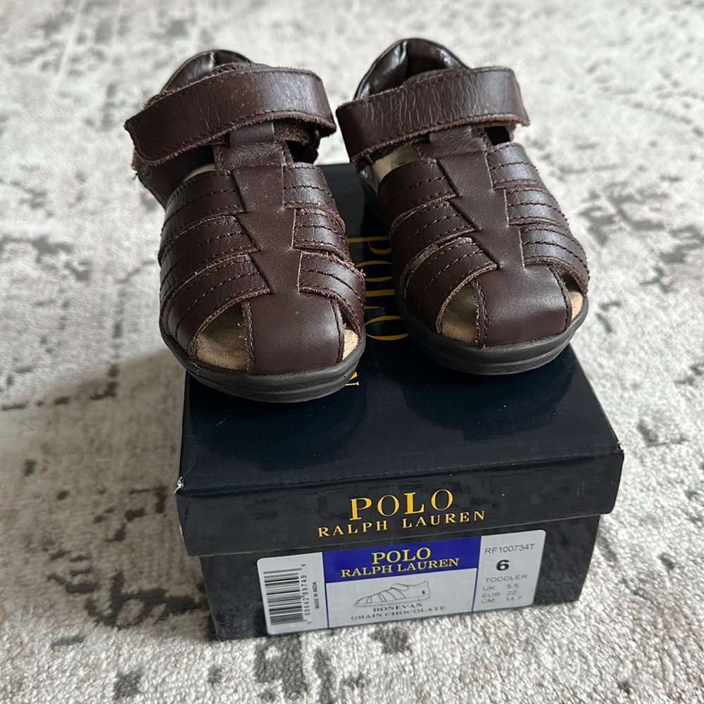 Polo Ralph Lauren Leather Donevan Sandals (Grain Brown)